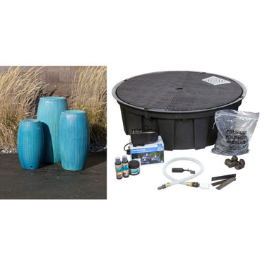Closed Top FNT40487 Ceramic Triple Vase Complete Fountain Kit Vase Fountain Blue Thumb